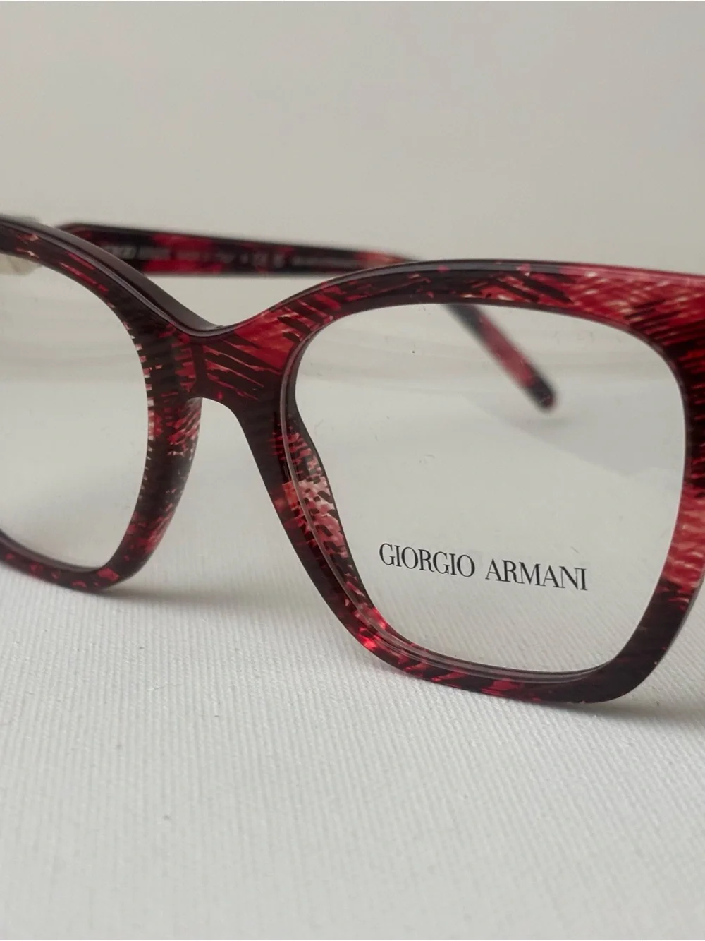 Giorgio Armani Women's Red Tortoiseshell Cat-Eye Optical Frames
